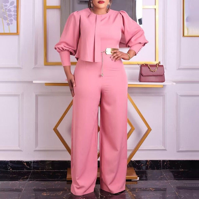 High Quality Beaded Elegant Wedding Party Flying Sleeve High Waisted Jumpsuits