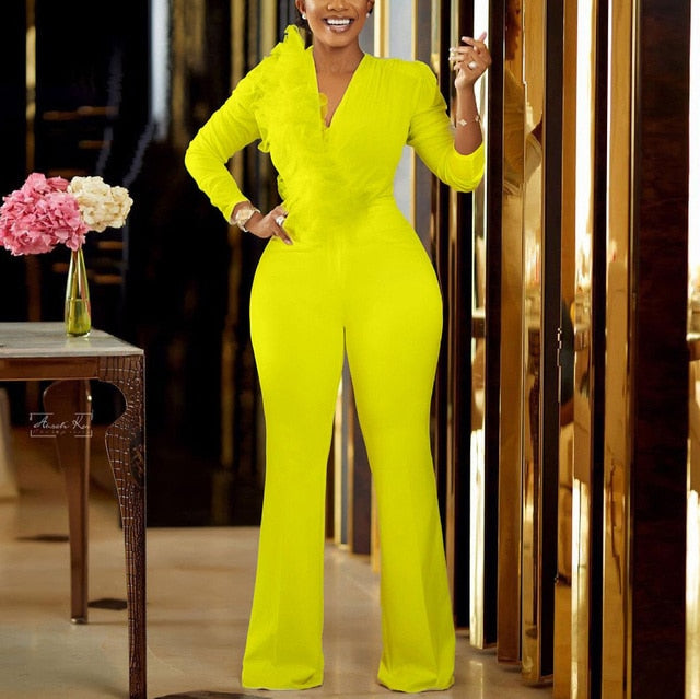 High Quality Beaded Elegant Wedding Party Flying Sleeve High Waisted Jumpsuits