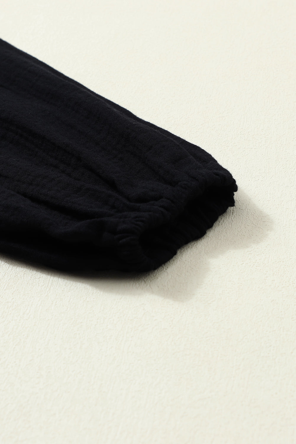 Black Patchwork Crinkle Puff Sleeve Shirt Dress
