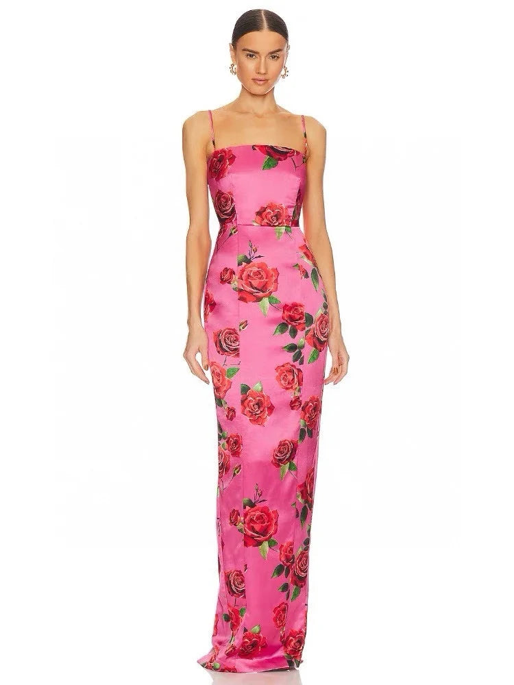 2024 New Spring Summer Printed Slim Vintage Sleeveless Long Dress