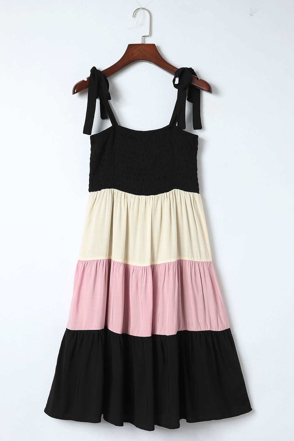 Black Multicolor Smocked Color Block Sleeveless Mini Dress