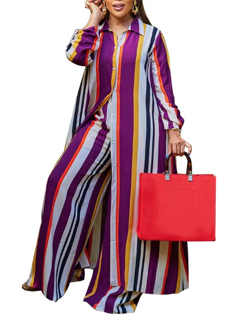 2023 Autumn Spring African Long Sleeve V-neck Polyester 2 Piece Top Long Pant Matching Sets