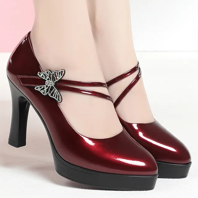 2023 Spring And Autumn New High-heeled Leather Shoes