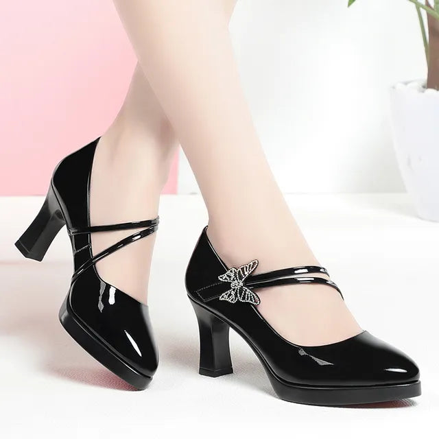 2023 Spring And Autumn New High-heeled Leather Shoes