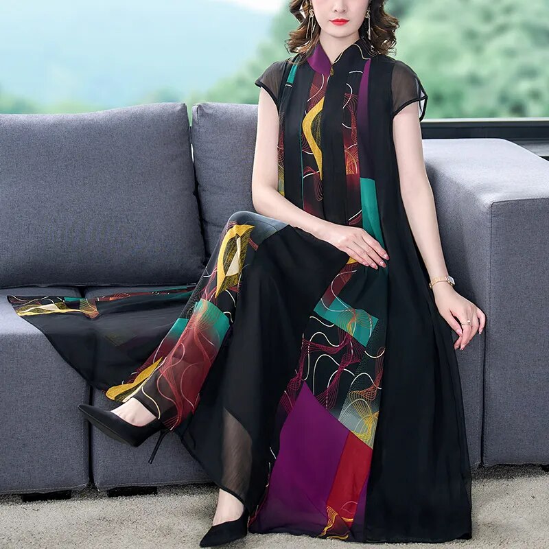 2023 Summer Black Vintage Maxi Dress