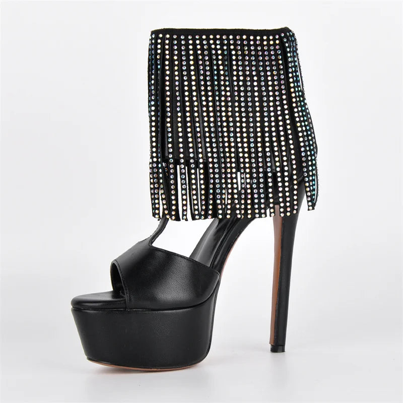 Women Platform Peep Toe Ankle Strap Stiletto Thin High Heels