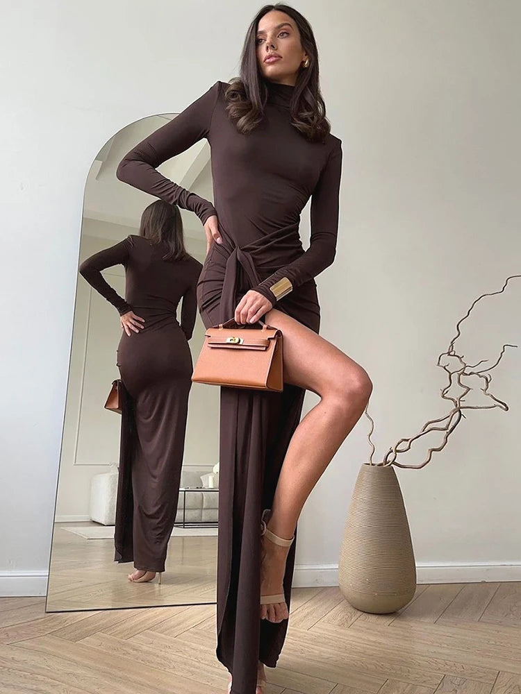 Sexy High Slit Bandage Long Dress