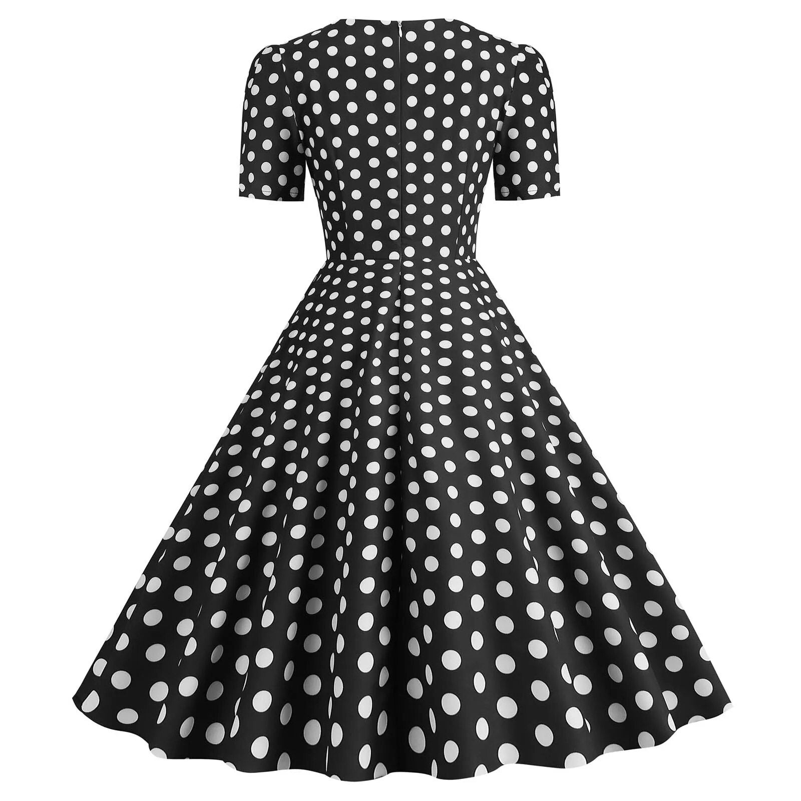 Vintage Square Neck Short Sleeved Bowknot Dress