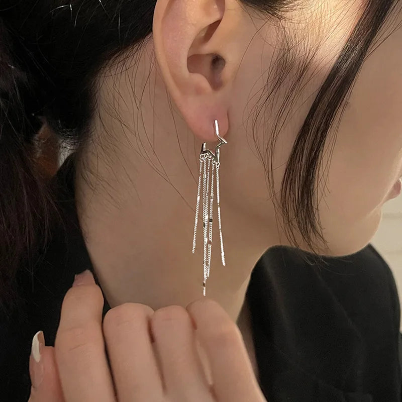 Hollow Star  Tassel Ear Chain Earrings