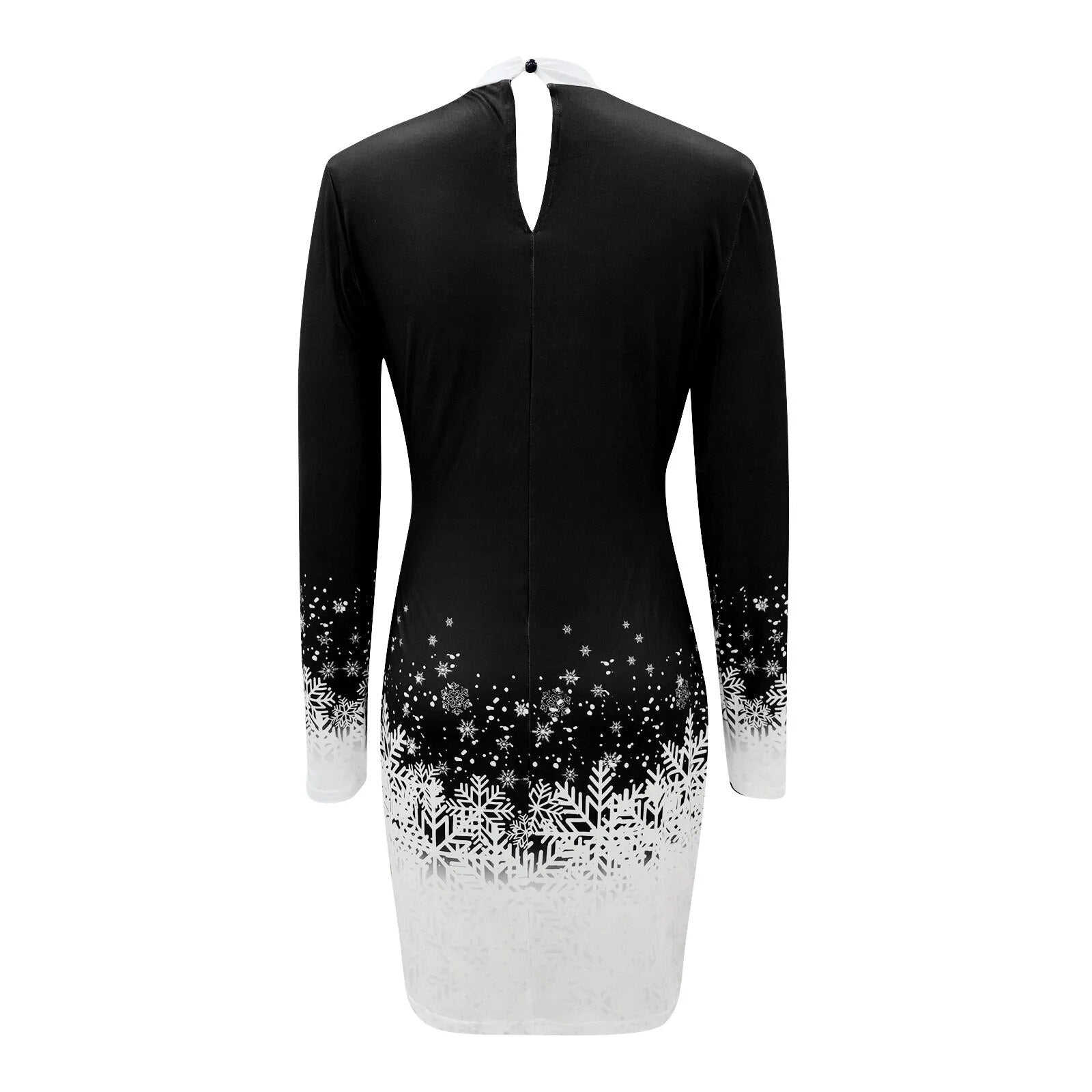 Christmas Snowflake Printed Long-sleeved Round Neck Party Bodycon Dress