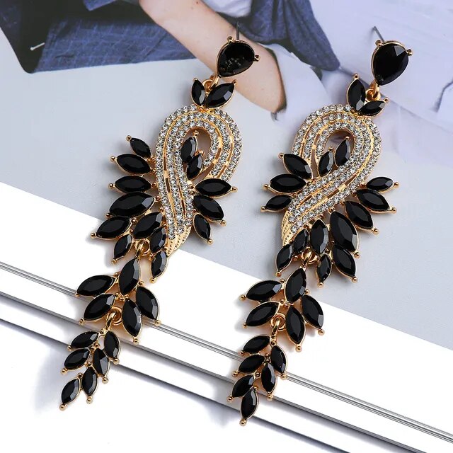 Design Dangle Chain Leaves Earrings