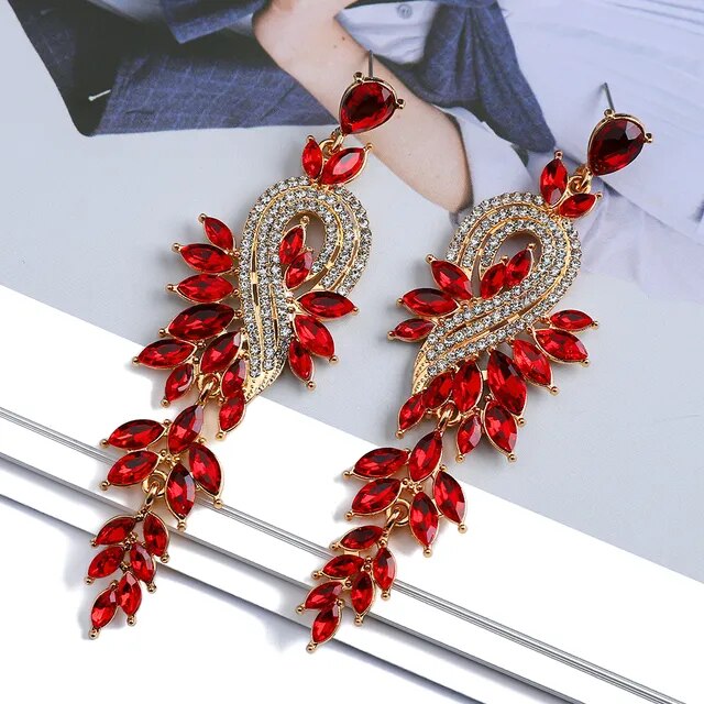 Design Dangle Chain Leaves Earrings