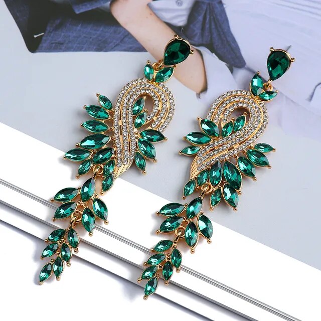 Design Dangle Chain Leaves Earrings