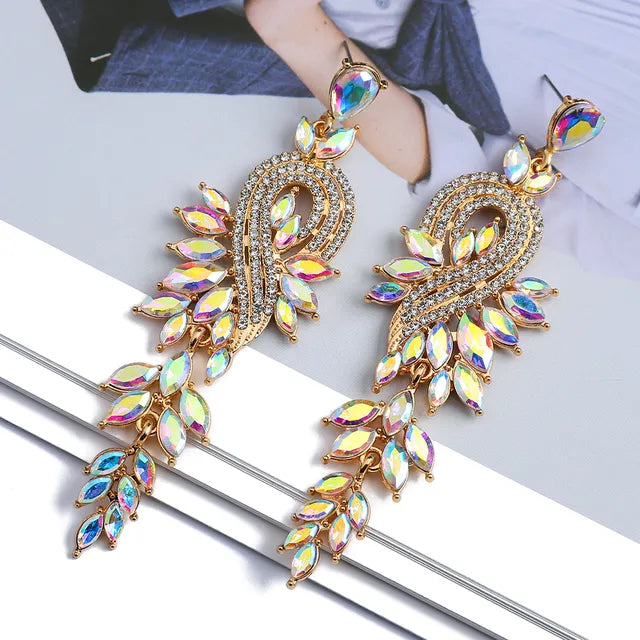 Design Dangle Chain Leaves Earrings