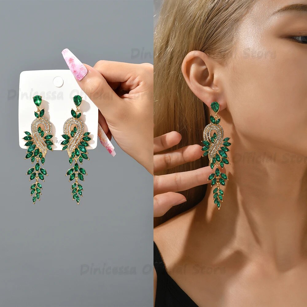 Design Dangle Chain Leaves Earrings