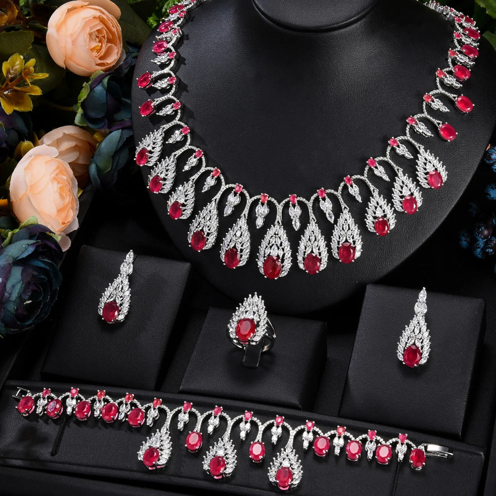 2pcs Bridal Zirconia Necklace earring Sets