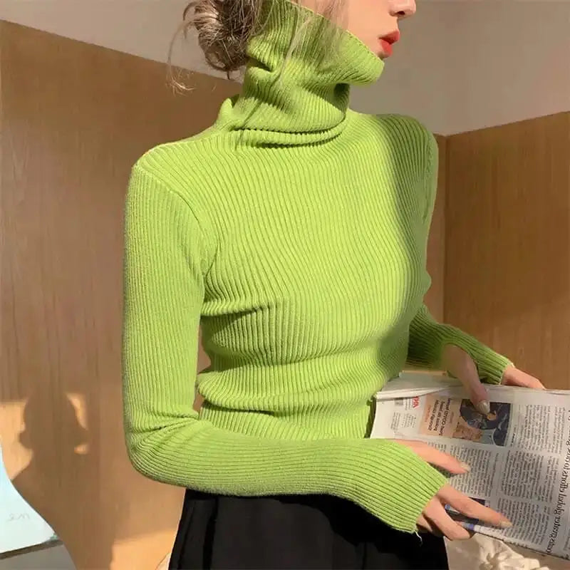Autumn WinterSlim Pullover Basic Tops Casual Soft Knit Sweaters Long Sleeve