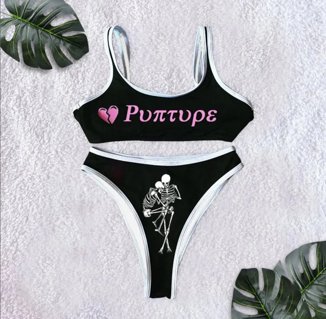 Summer Sexy Strange Comics Print Tube Top Swimsuits