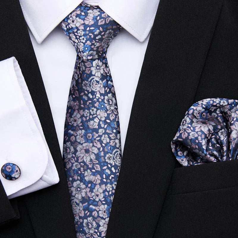 7.5 cm Tie Pocket Squares Cufflink Set