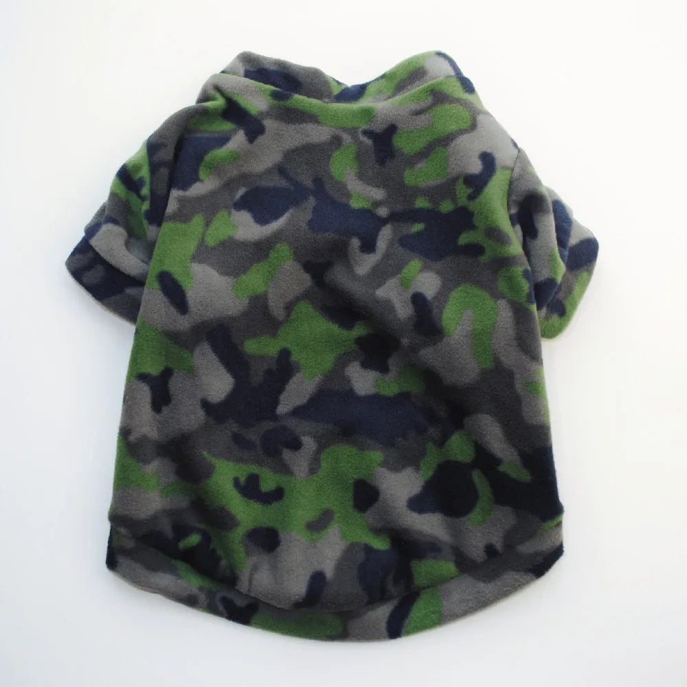 Warm Fleece Skull Dog Jacket – Cozy Camouflage Pullover for Stylish Pups