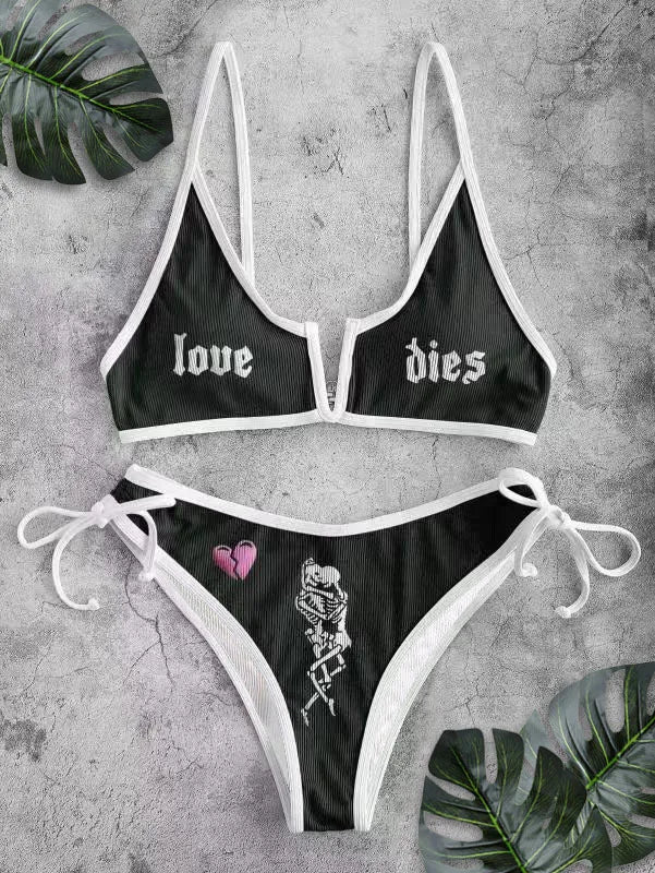 Summer Sexy Strange Comics Print Tube Top Swimsuits