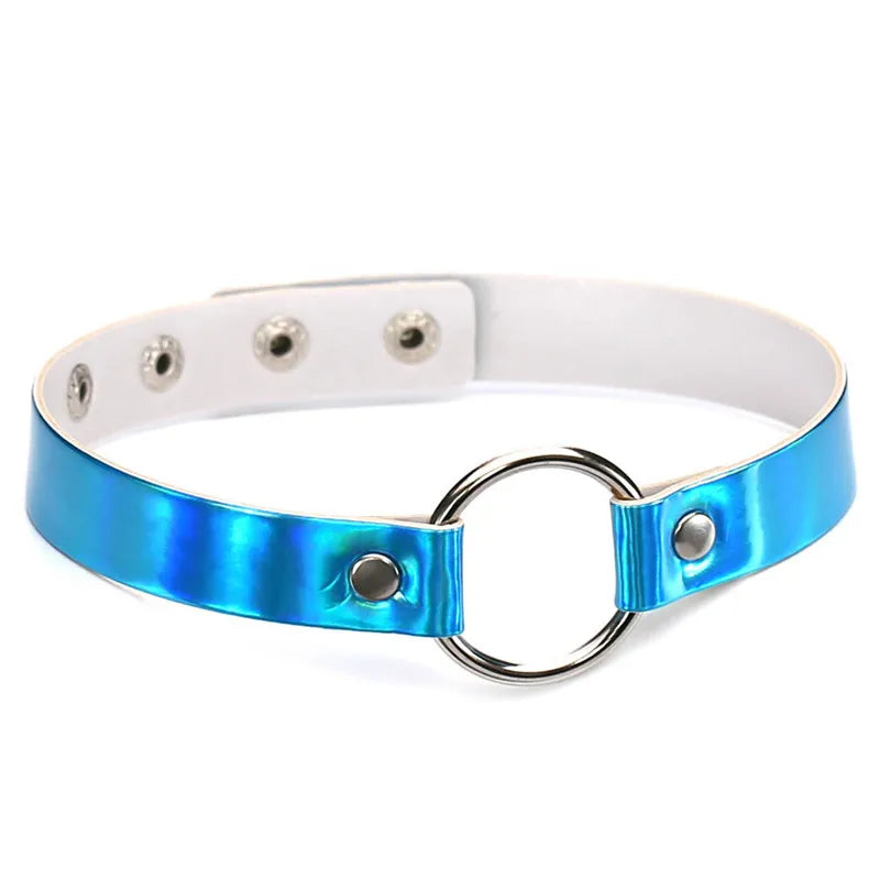 New Gothic Glow Heart PU Leather Choker Necklace