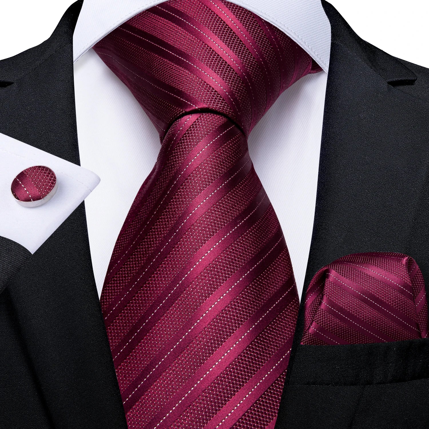Silk Jacquard Woven Tie Handkerchief Cufflinks For Men
