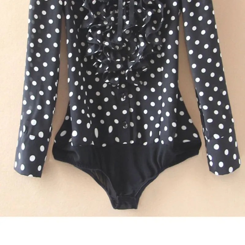 Fashion Polka Dot Ruffle Bodysuit