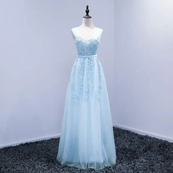Lace Beading Long Backless Bridal V neck Sleeveless Transparent Banquet Sexy  Dress