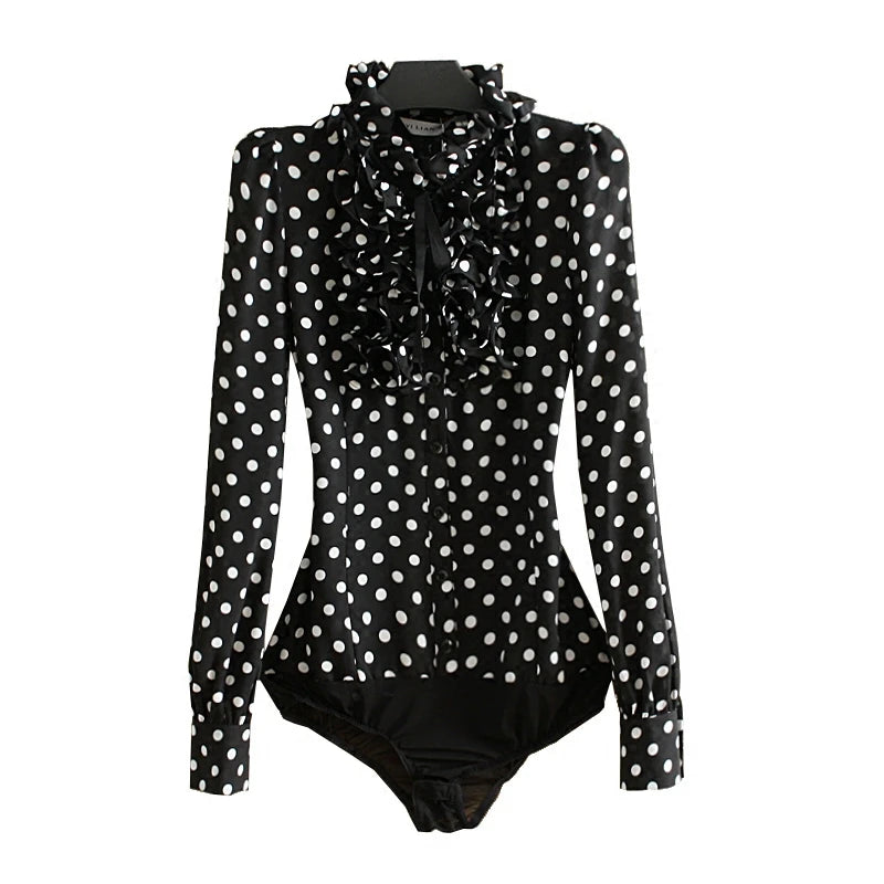 Fashion Polka Dot Ruffle Bodysuit