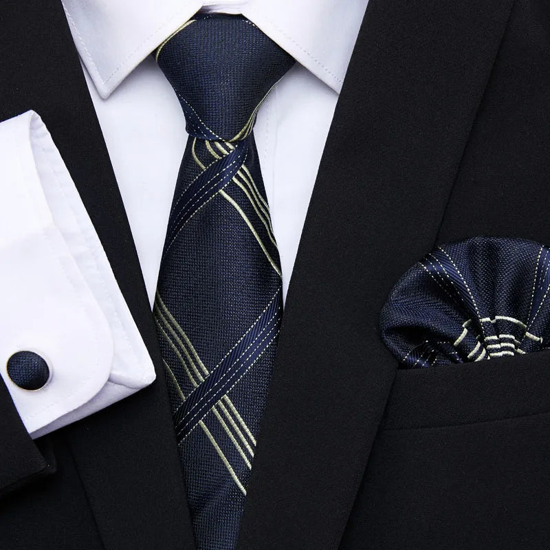 7.5 cm Tie Pocket Squares Cufflink Set