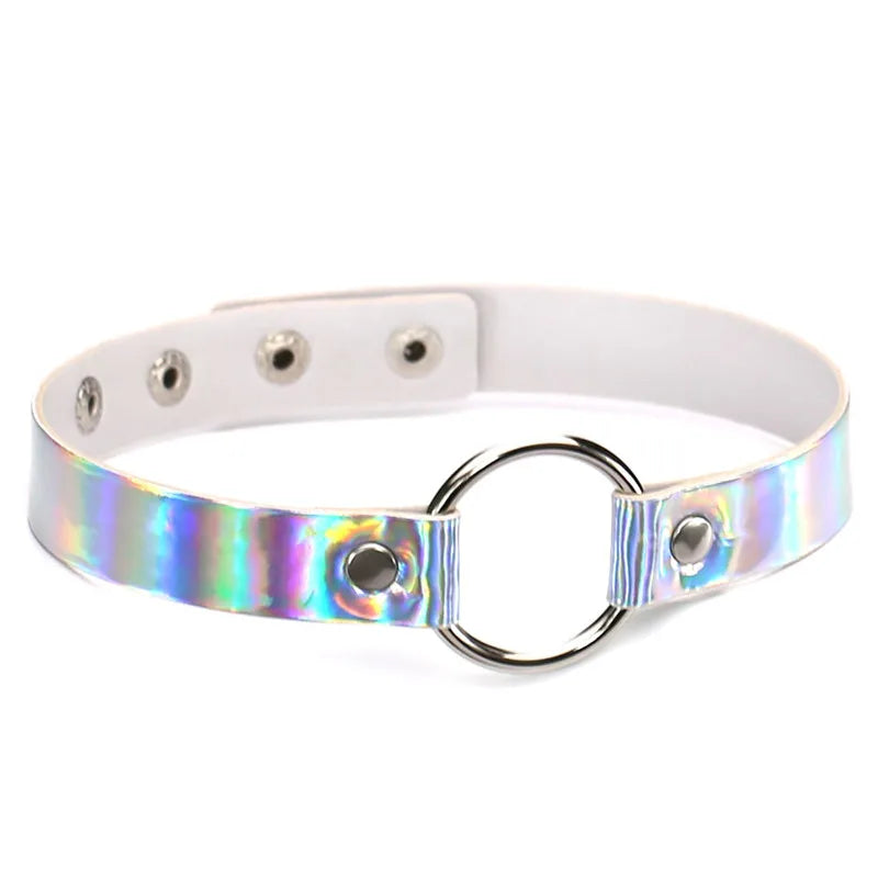 New Gothic Glow Heart PU Leather Choker Necklace
