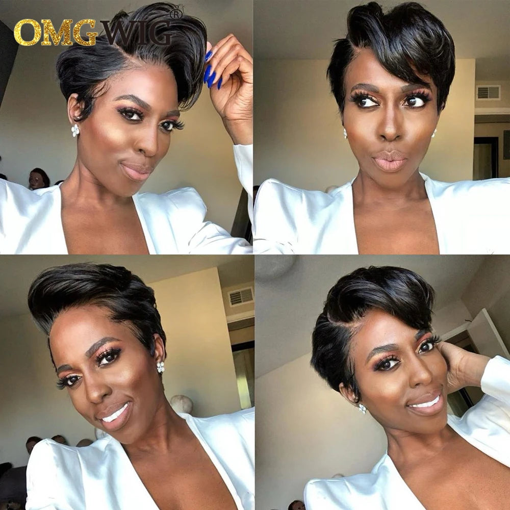 13x4 Lace Frontal Wig Wavy Preplucked Hairline 13x6x1 Side Part Short Bob With Bangs
