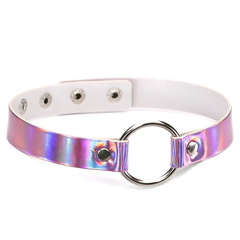 New Gothic Glow Heart PU Leather Choker Necklace