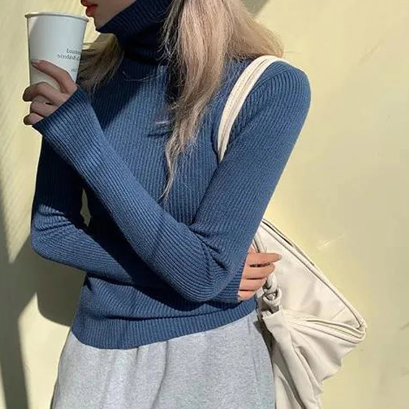 Autumn WinterSlim Pullover Basic Tops Casual Soft Knit Sweaters Long Sleeve