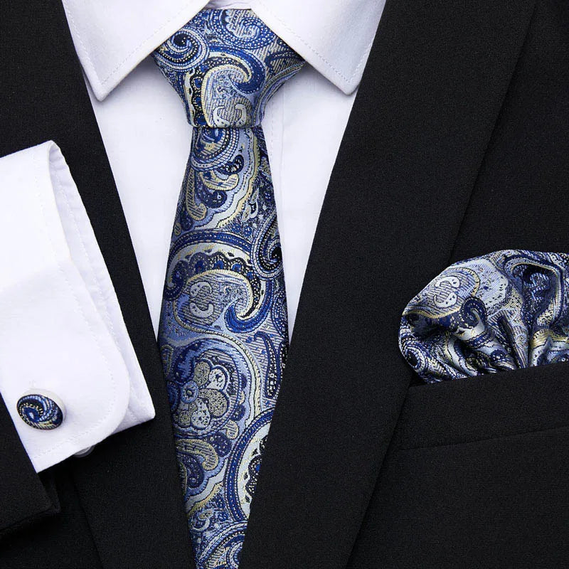 7.5 cm Tie Pocket Squares Cufflink Set