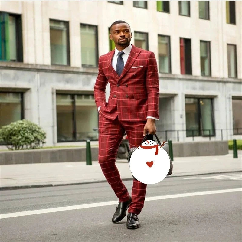 High Quality Formal Plaid Suits Custom Made Men Suits