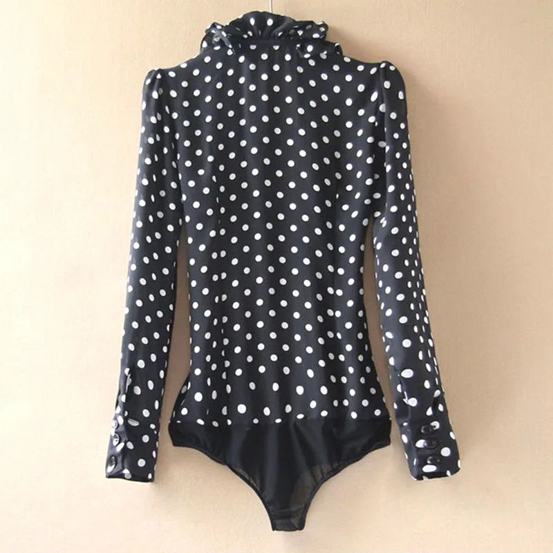Fashion Polka Dot Ruffle Bodysuit