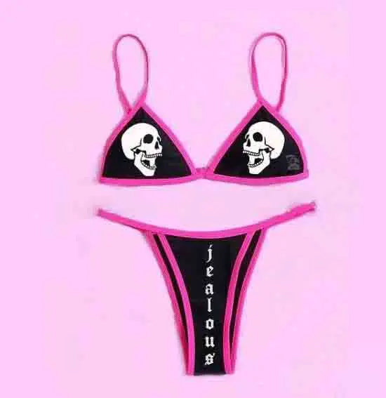 Summer Sexy Strange Comics Print Tube Top Swimsuits