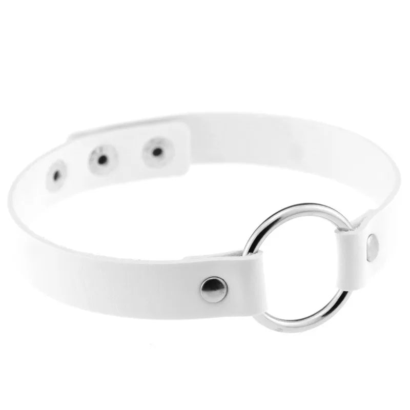Trendy Goth Heart Leather Choker Necklace