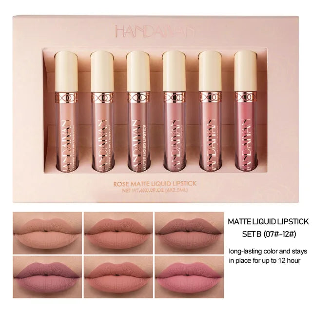 6PC/Set Matte Velvet Lip Gloss Waterproof Long-lasting Liquid Lipstick