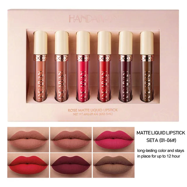 6PC/Set Matte Velvet Lip Gloss Waterproof Long-lasting Liquid Lipstick