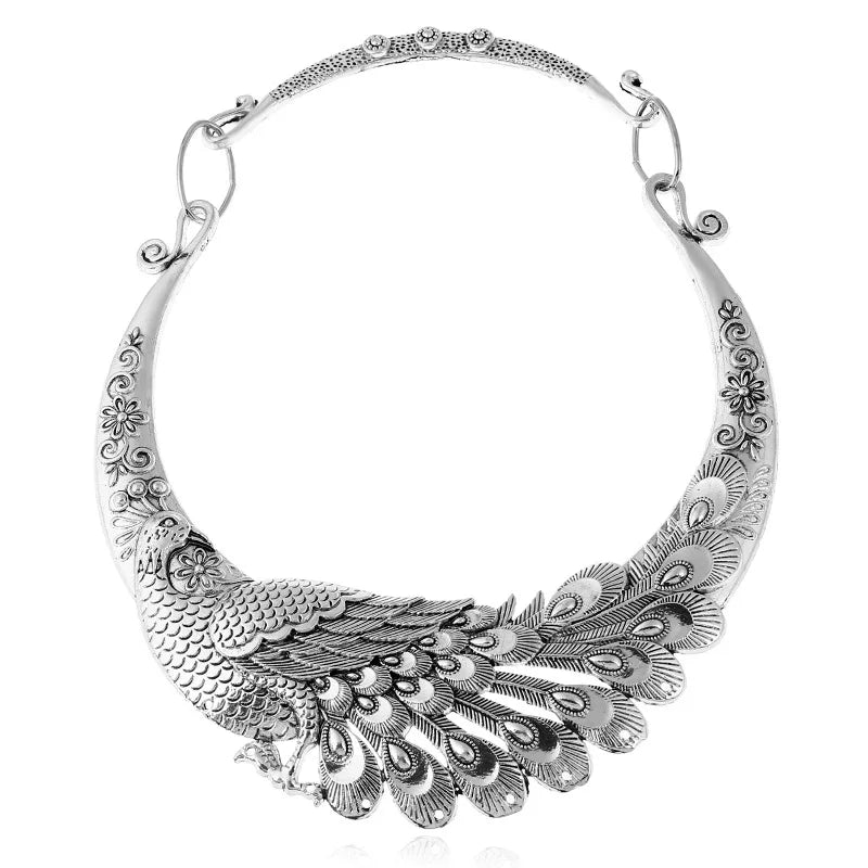 Ethnic Collar Choker Chinese Peacock Dragon Maxi  Statement Necklace