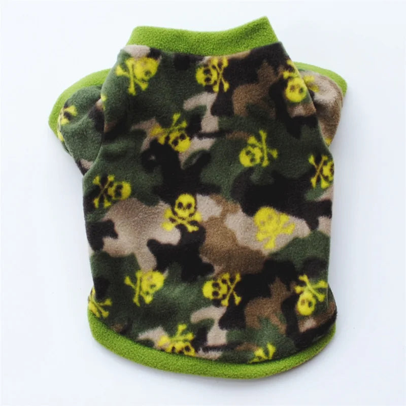 Warm Fleece Skull Dog Jacket – Cozy Camouflage Pullover for Stylish Pups