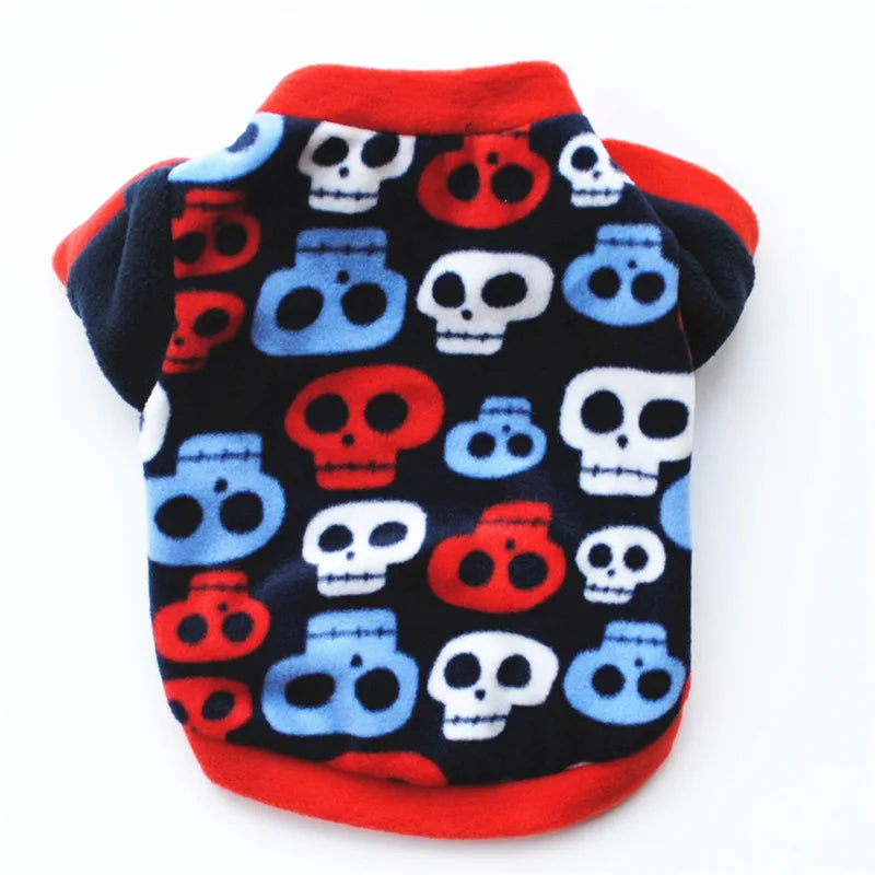 Warm Fleece Skull Dog Jacket – Cozy Camouflage Pullover for Stylish Pups