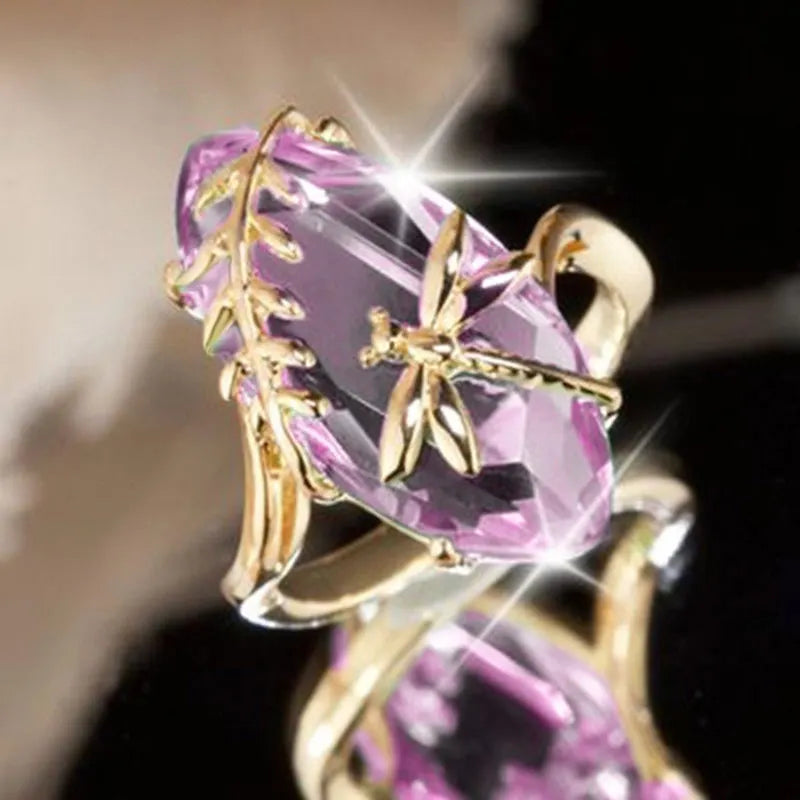Huitan Flying Dragonfly Shaped Decoration Design Women Rings