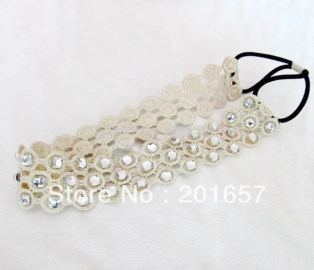 Romantic Pearl 3cm Lace Elastic Headband