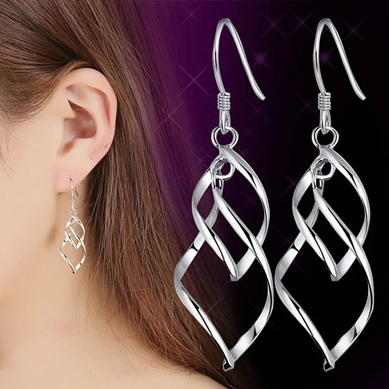 Twisted Rhombus Hanging Earrings For Women