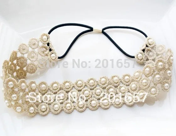 Romantic Pearl 3cm Lace Elastic Headband
