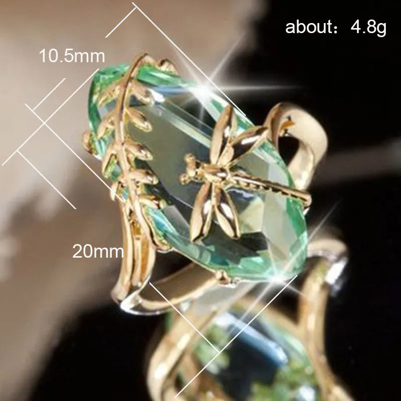Huitan Flying Dragonfly Shaped Decoration Design Women Rings